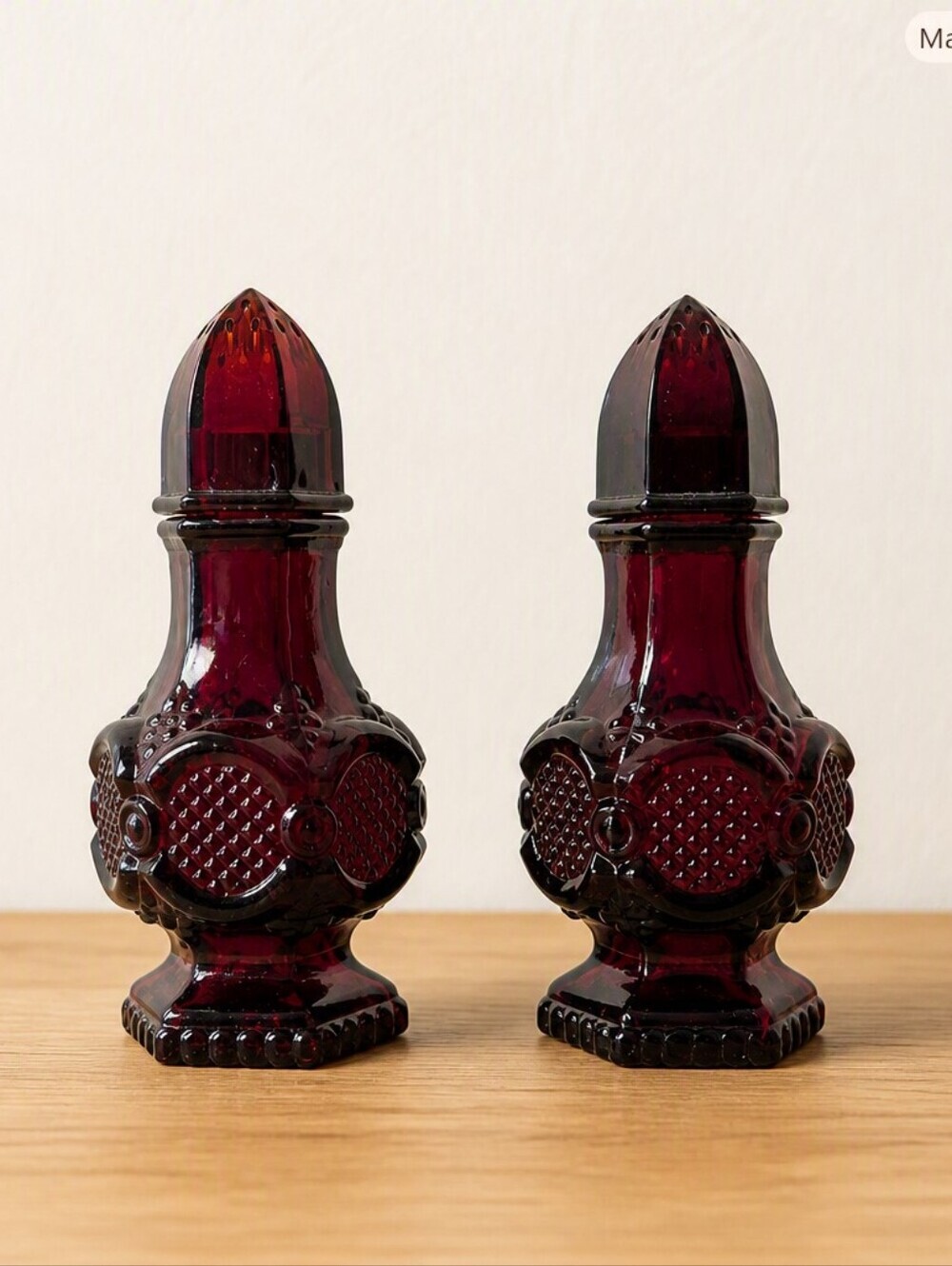 Avon Ruby Red Glass Salt & Pepper Shakers – Vintage Cape Cod Collection